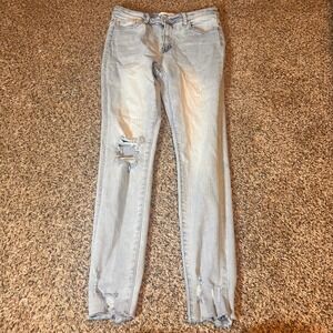 VERVET Los Angeles Womens Denim Jeans Light Wash Distressed Frayed Hem Size 30